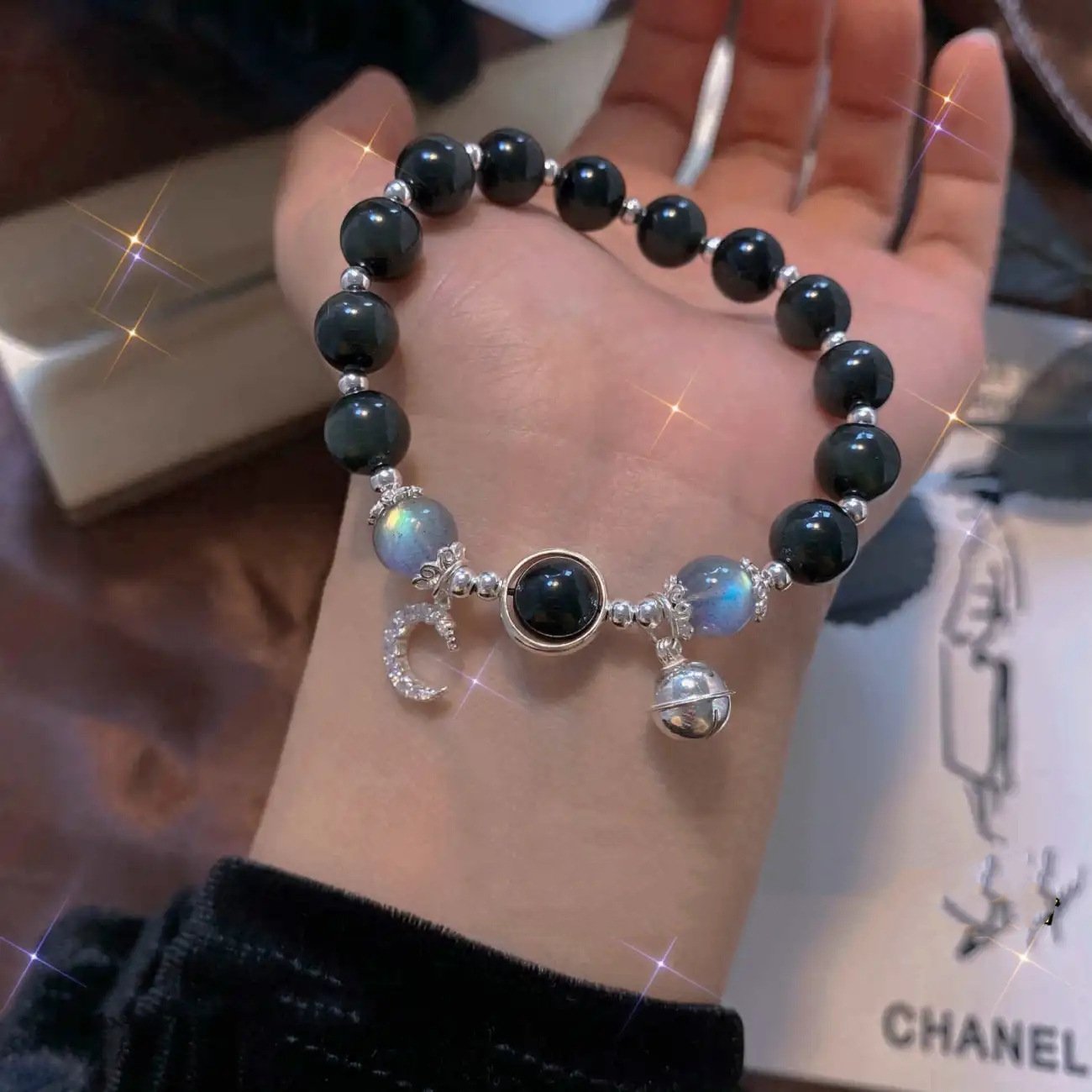 b5-dark-elf-moonstone-bracelet-silver-tone- moonstone bracelet dark elf